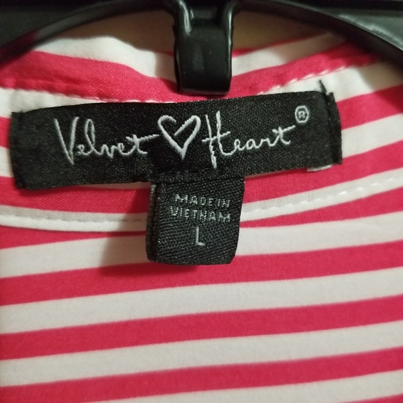 NWOT Red White Striped Button Down Shirt - Picture 5 of 6